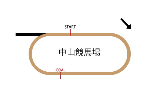 中山競馬場ダート2400mのコースレイアウト 中山競馬場ダート2400mのコースレイアウト